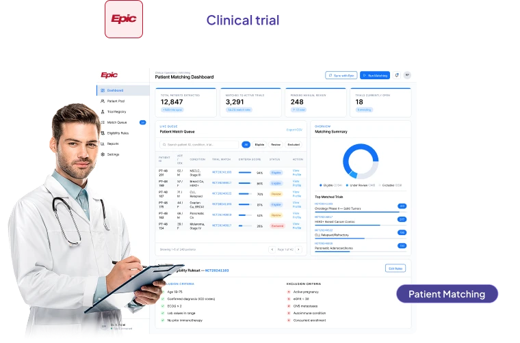 Epic Integrated Clinical Trial Patient Matching Solution
