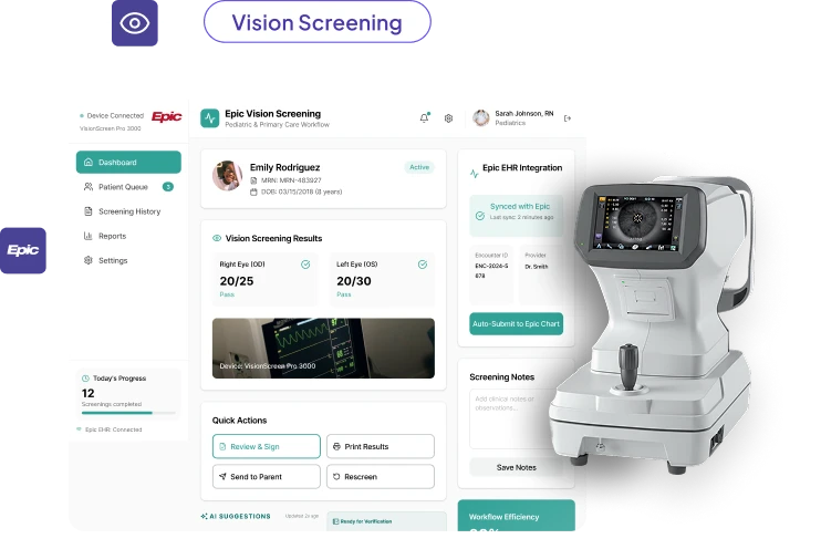 Epic Integration for Vision Screening Medical Device